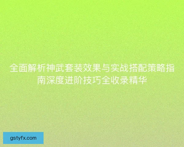 全面解析神武套装效果与实战搭配策略指南深度进阶技巧全收录精华