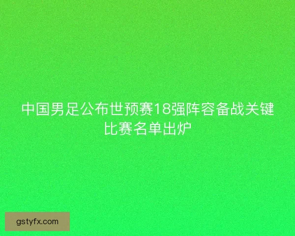 中国男足公布世预赛18强阵容备战关键比赛名单出炉 中国男足公布世预赛18强阵容备战关键比赛名单出炉