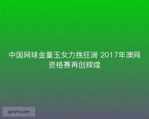 中国网球金童玉女力挽狂澜 2017年澳网资格赛再创辉煌 中国网球金童玉女力挽狂澜 2017年澳网资格赛再创辉煌